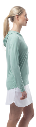 SANSOLEIL MELANGE STRIPE HOODIE. GREEN WHITE. 900451MM - SanSoleil