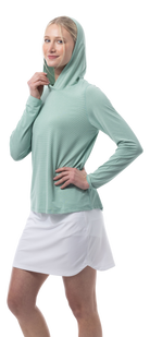 SANSOLEIL MELANGE STRIPE HOODIE. GREEN WHITE. 900451MM - SanSoleil