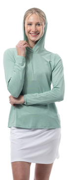 SANSOLEIL MELANGE STRIPE HOODIE. GREEN WHITE. 900451MM - SanSoleil