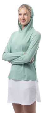 SANSOLEIL MELANGE STRIPE HOODIE. GREEN WHITE. 900451MM - SanSoleil