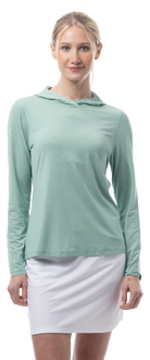 SANSOLEIL MELANGE STRIPE HOODIE. GREEN WHITE. 900451MM - SanSoleil