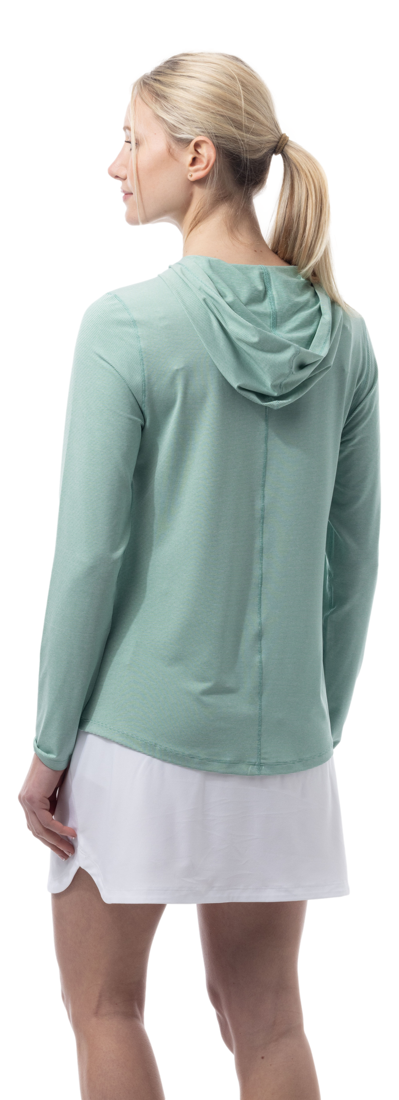 SANSOLEIL MELANGE STRIPE HOODIE. GREEN WHITE. 900451MM - SanSoleil