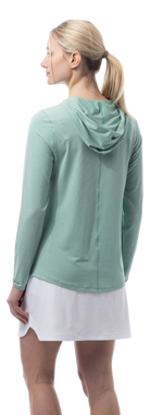 SANSOLEIL MELANGE STRIPE HOODIE. GREEN WHITE. 900451MM - SanSoleil