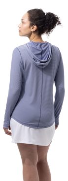 SANSOLEIL MELANGE STRIPE HOODIE. MIDNIGHT WHITE. 900451MM - SanSoleil