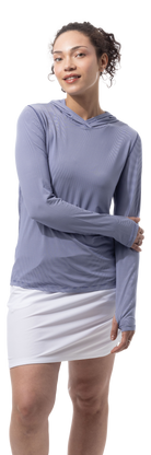 SANSOLEIL MELANGE STRIPE HOODIE. MIDNIGHT WHITE. 900451MM - SanSoleil