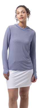 SANSOLEIL MELANGE STRIPE HOODIE. MIDNIGHT WHITE. 900451MM - SanSoleil