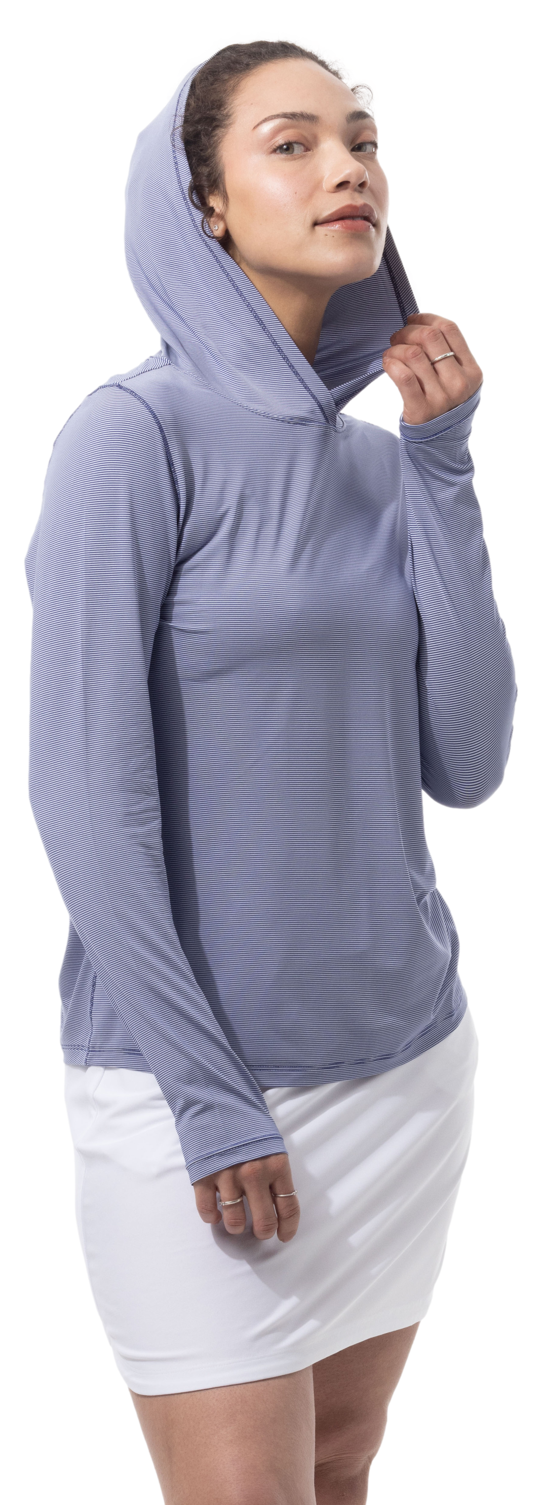 SANSOLEIL MELANGE STRIPE HOODIE. MIDNIGHT WHITE. 900451MM - SanSoleil