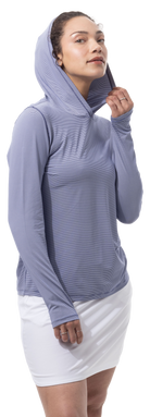 SANSOLEIL MELANGE STRIPE HOODIE. MIDNIGHT WHITE. 900451MM - SanSoleil