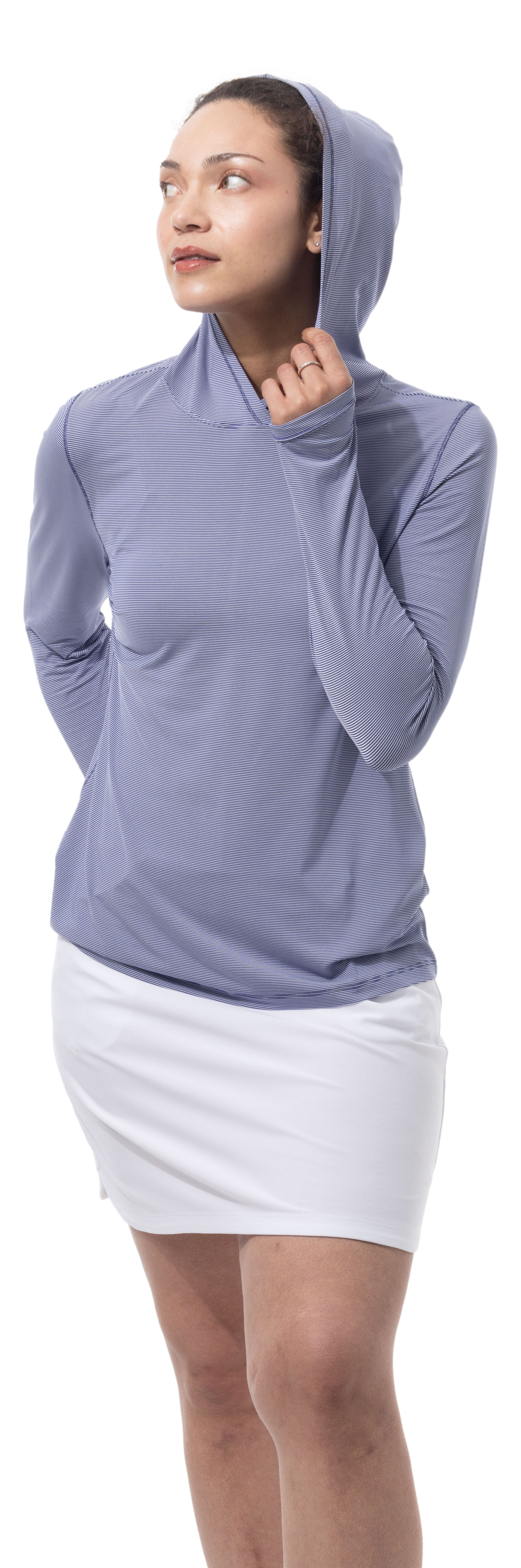 SANSOLEIL MELANGE STRIPE HOODIE. MIDNIGHT WHITE. 900451MM - SanSoleil