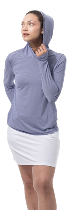 SANSOLEIL MELANGE STRIPE HOODIE. MIDNIGHT WHITE. 900451MM - SanSoleil