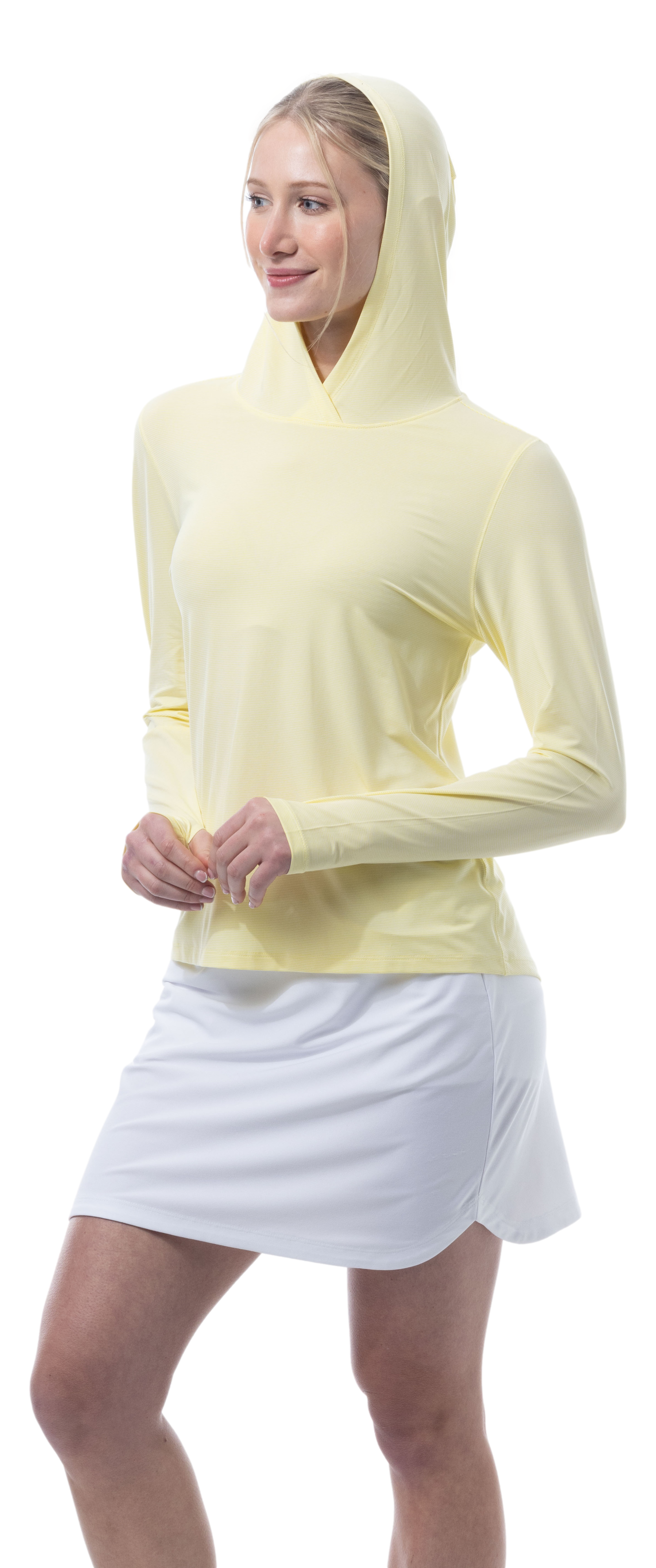 SANSOLEIL MELANGE STRIPE HOODIE. YELLOW WHITE. 900451MM - SanSoleil