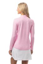 SANSOLEIL SOLMELANGE 1/4 ZIP PRINT MOCK. HARMONY PINK. 900453P - SanSoleil