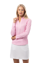 SANSOLEIL SOLMELANGE 1/4 ZIP PRINT MOCK. HARMONY PINK. 900453P - SanSoleil
