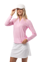 SANSOLEIL SOLMELANGE 1/4 ZIP PRINT MOCK. HARMONY PINK. 900453P - SanSoleil