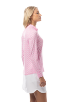 SANSOLEIL SOLMELANGE 1/4 ZIP PRINT MOCK. HARMONY PINK. 900453P - SanSoleil