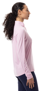 SANSOLEIL MELANGE 1/4 ZIP STRIPE MOCK. ROSE QUARTZ. 900453MM - SanSoleil
