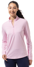 Long Sleeve Pink Stripe 1/4 Zip Mock