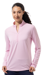 SANSOLEIL MELANGE 1/4 ZIP STRIPE MOCK. ROSE QUARTZ. 900453MM - SanSoleil