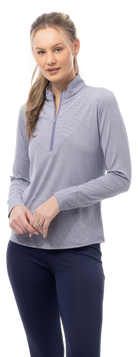 SOLMELANGE L/S STRIPE MOCK. NAVY-WHITE. 900453MM - SanSoleil