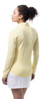 SANSOLEIL MELANGE 1/4 ZIP STRIPE MOCK. YELLOW WHITE. 900453MM - SanSoleil