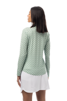 SANSOLEIL SOLMELANGE 1/4 ZIP PRINT MOCK. HARMONY MOSS. 900453P - SanSoleil