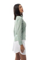 SANSOLEIL SOLMELANGE 1/4 ZIP PRINT MOCK. HARMONY MOSS. 900453P - SanSoleil