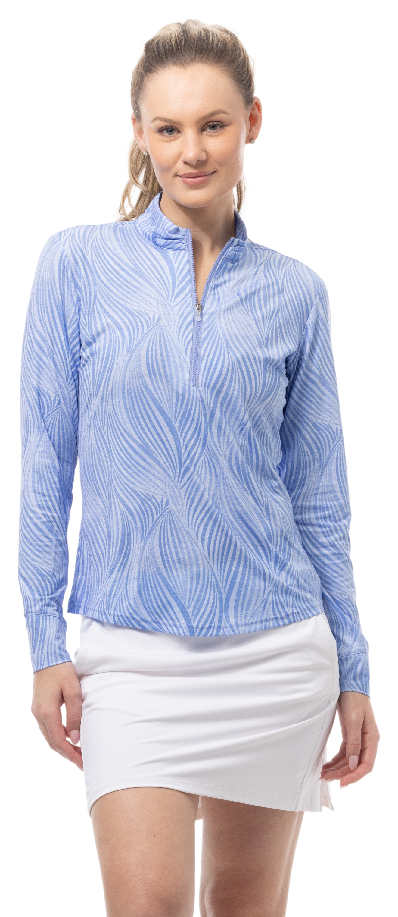 SOLMELANGE L/S PRINT MOCK. BRUSHSTROKES. PERI. 900453P - SanSoleil