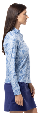 SOLTEK ICE PRINT ZIP MOCK. QUEEN BEE BLUE. 900453P - SanSoleil