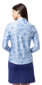 SOLTEK ICE PRINT ZIP MOCK. QUEEN BEE BLUE. 900453P - SanSoleil