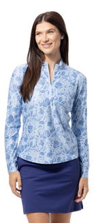 SOLTEK ICE PRINT ZIP MOCK. QUEEN BEE BLUE. 900453P - SanSoleil