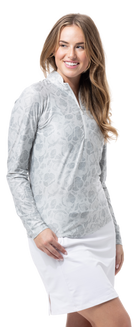 SOLTEK ICE PRINT ZIP MOCK. QUEEN BEE DOVE. 900453P - SanSoleil