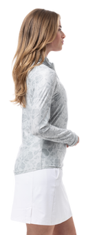 SOLTEK ICE PRINT ZIP MOCK. QUEEN BEE DOVE. 900453P - SanSoleil