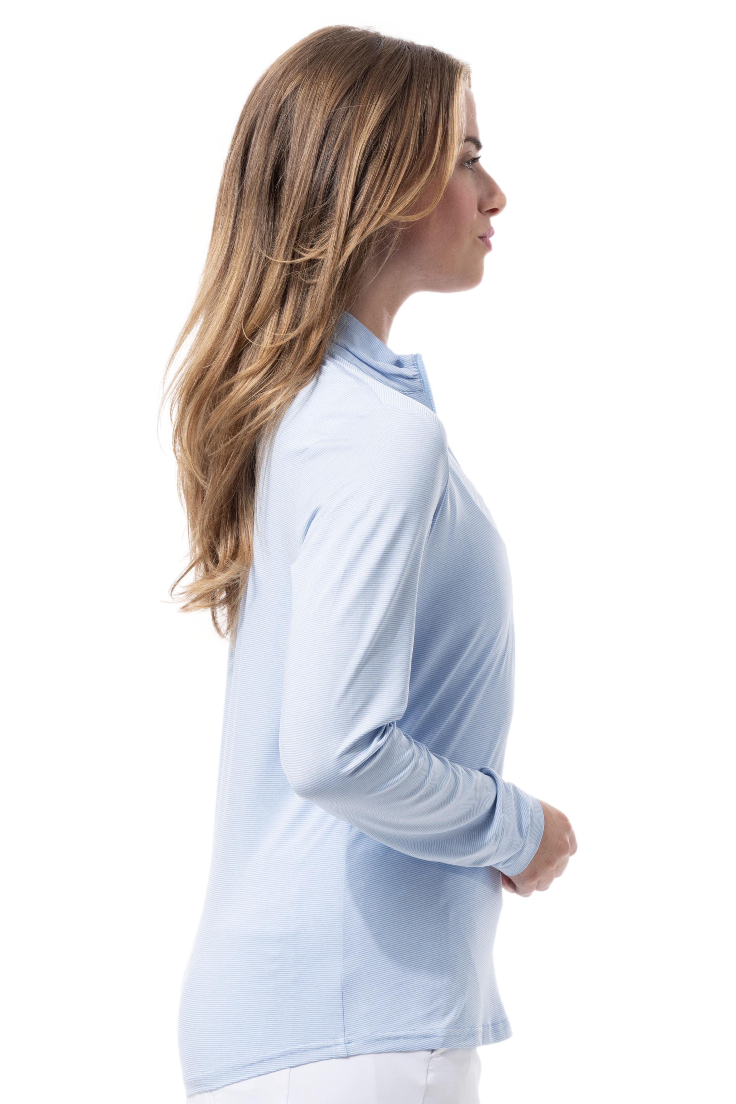 SOLTEK ICE STRIPE ZIP MOCK. MALIBU BLUE. 900453MM - SanSoleil