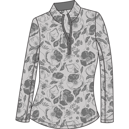 SOLTEK ICE PRINT ZIP MOCK. QUEEN BEE DOVE. 900453P - SanSoleil