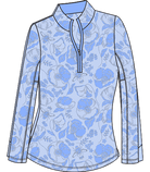 SOLTEK ICE PRINT ZIP MOCK. QUEEN BEE BLUE. 900453P - SanSoleil