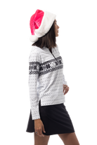 SANSOLEIL 1/4  ZIP MOCK. FAIR ISLE. BLACK. 900454 - SanSoleil