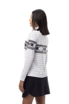 SANSOLEIL 1/4  ZIP MOCK. FAIR ISLE. BLACK. 900454 - SanSoleil