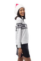 SANSOLEIL 1/4  ZIP MOCK. FAIR ISLE. BLACK. 900454 - SanSoleil