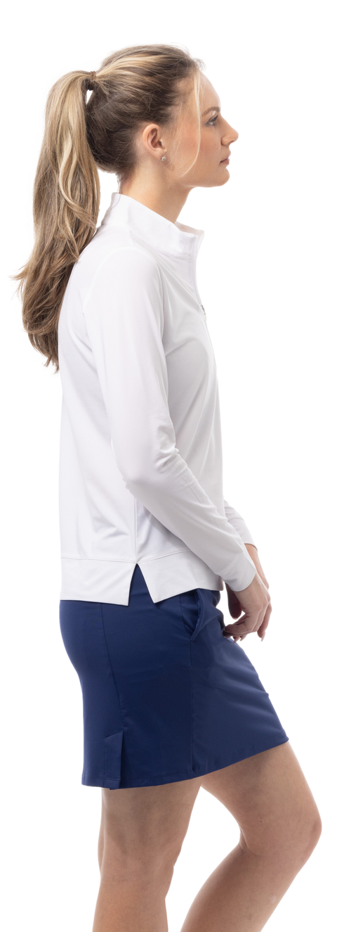 SOLMELANGE 1/4 ZIP MOCK WHITE with GOLF EMB. 900454E