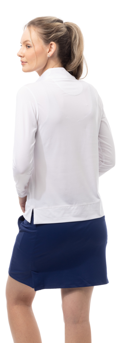 SOLMELANGE 1/4 ZIP MOCK WHITE with GOLF EMB. 900454E