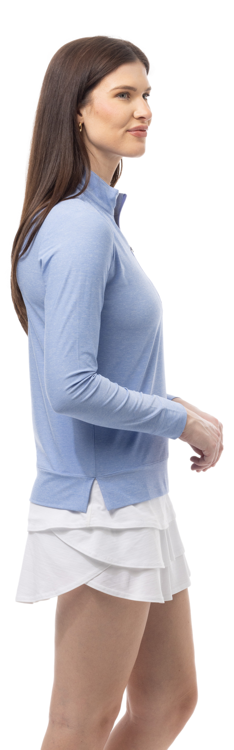 SOLMELANGE 1/4 ZIP MOCK. PERIWINKLE with PICKLEBALL EMB. 900454E