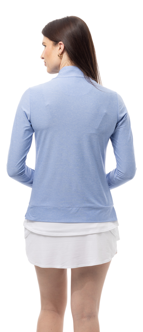 SOLMELANGE 1/4 ZIP MOCK. PERIWINKLE with PICKLEBALL EMB. 900454E