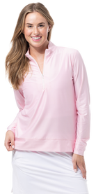 SOLTEK ICE PRINT ZIP MOCK. Rose Quartz Check. 900454P