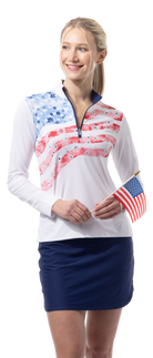 SOLCOOL 1/4  ZIP LONG SLEEVE MOCK. LIBERTY GARDEN. 900454 - SanSoleil