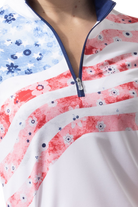 SOLCOOL 1/4  ZIP LONG SLEEVE MOCK. LIBERTY GARDEN. 900454 - SanSoleil