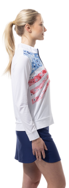 SOLCOOL 1/4  ZIP LONG SLEEVE MOCK. LIBERTY GARDEN. 900454 - SanSoleil