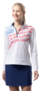 SOLCOOL 1/4  ZIP LONG SLEEVE MOCK. LIBERTY GARDEN. 900454 - SanSoleil