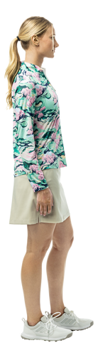 SanSoleil SOLCOOL 1/4 ZIP mock long sleeve shirt in Berkshire print, featuring a comfortable, breathable fabric design.