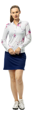 SanSoleil SOLCOOL 1/4 ZIP MOCK long sleeve shirt with print design, featuring a comfortable fit and stylish pattern.