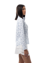 SANSOLEIL SOLCOOL PRINT 1/4 ZIP MOCK. GAME SET MATCH BLUE. 900463 - SanSoleil